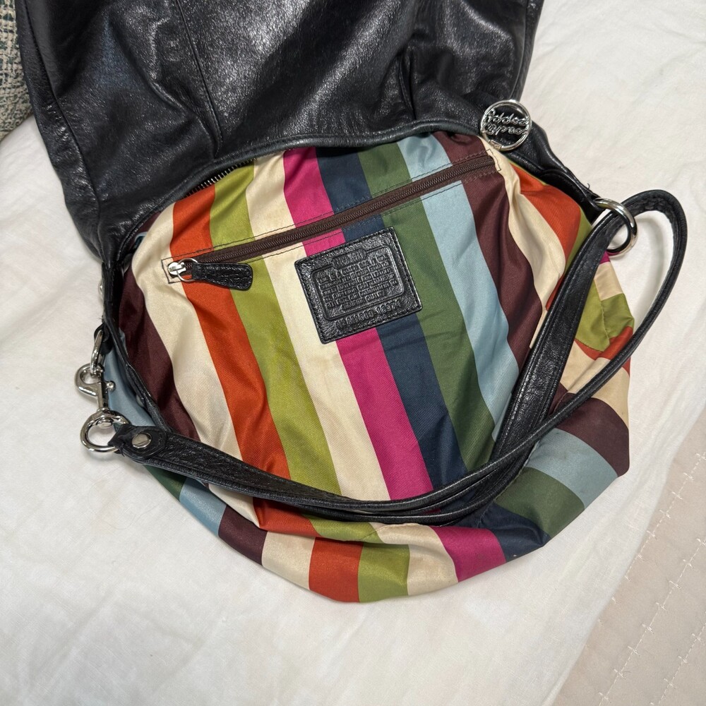 Coach Poppy Black Shoulder Bag M1069‑16374 Mint Condition, Silver Hardware, Rare - Picture 5 of 15